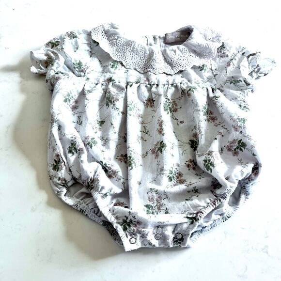 One Child Girls floral lace collar bubble romper size 2 - Picture 1 of 6